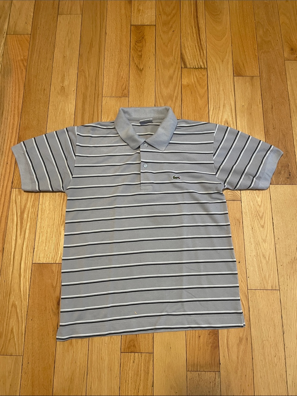 Lacoste Light Gray Striped Pique Polo
